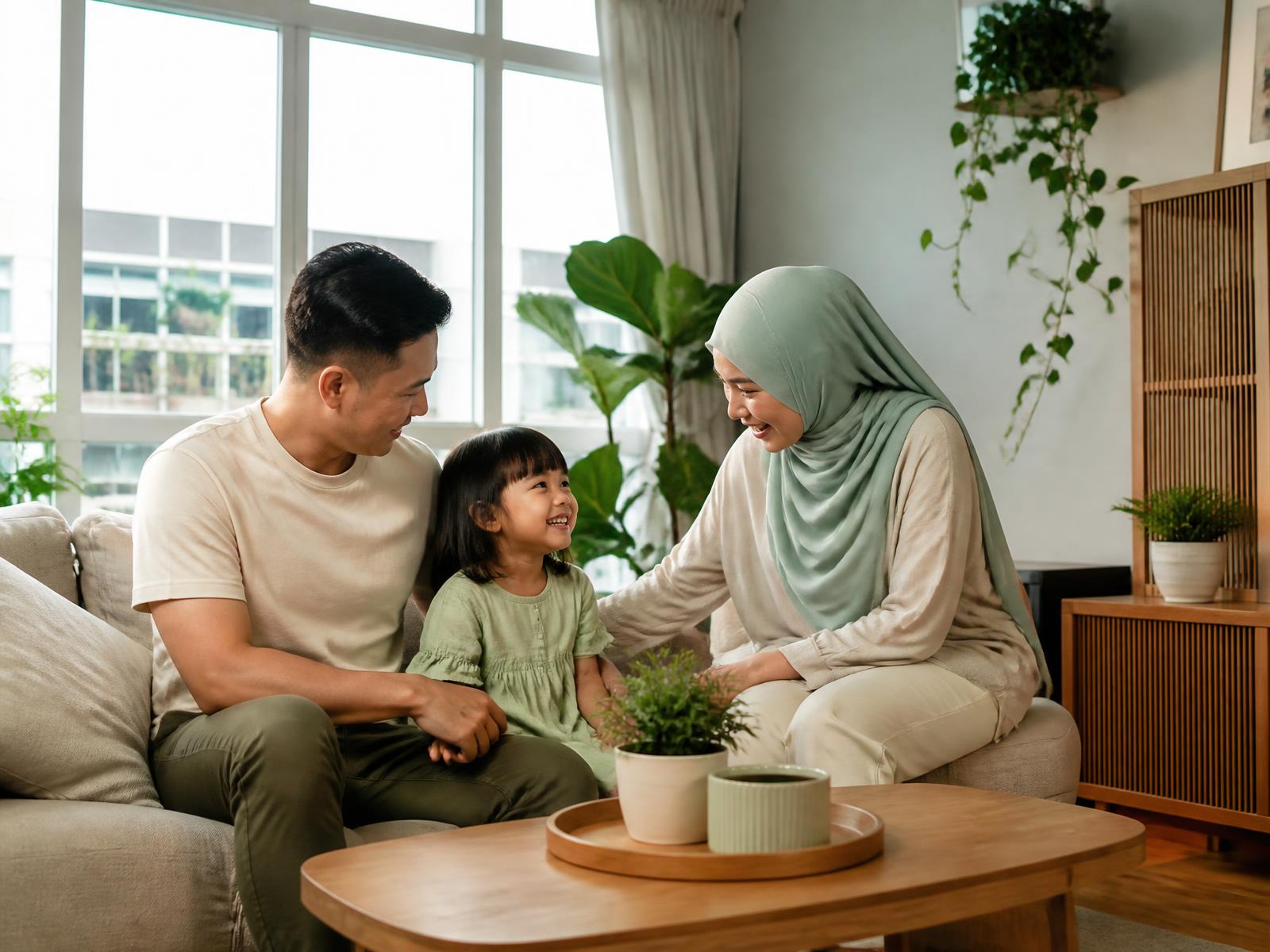 Parents and their young daughter enjoying a bright home cared for through Pico X Health